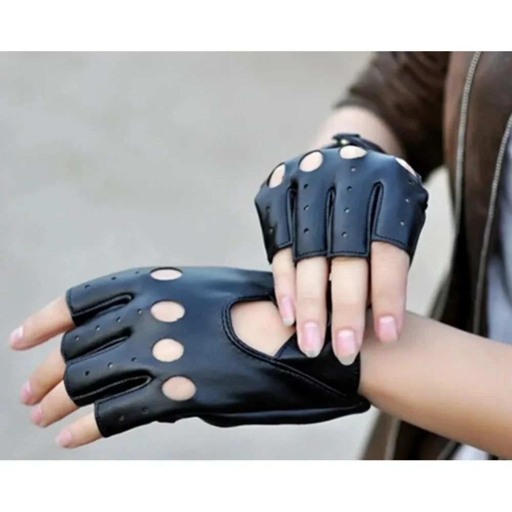 Juniors Women Fingerless Faux Leather Gloves  ~ New